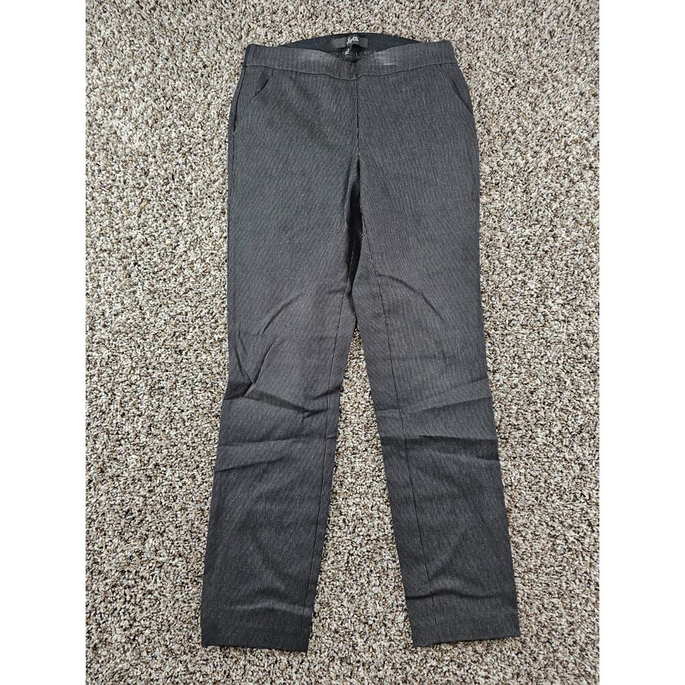 Leighton Womens Sz S Oull On Straifght Leg Dress Pants Black Gray Striped